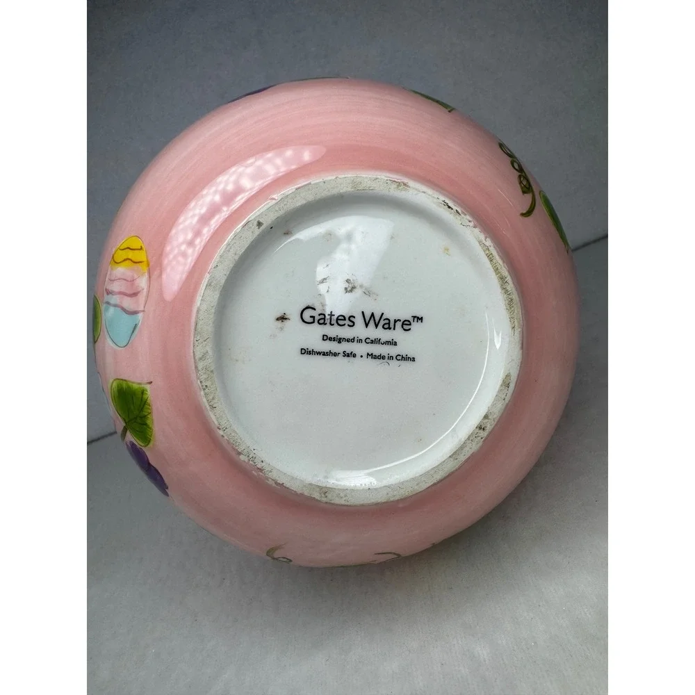 Gates Ware Easter Bunny Ceramic Pitcher Pink Floral Spring Rabbit‎ Large Juice